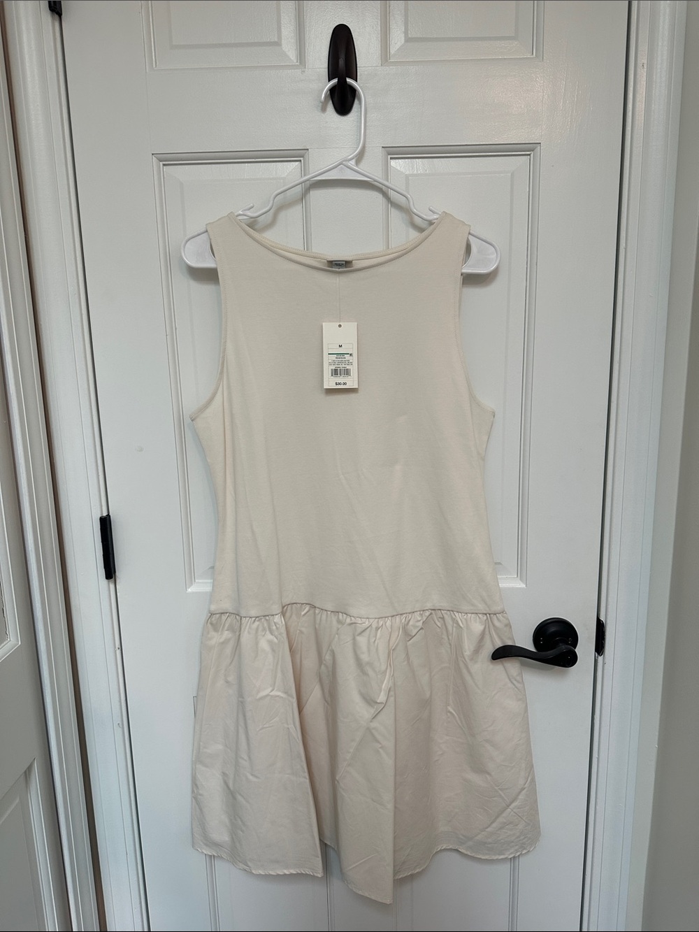 a new day Cream Sleeveless Ruffle-Hem Mini Dress - Scoop Neck